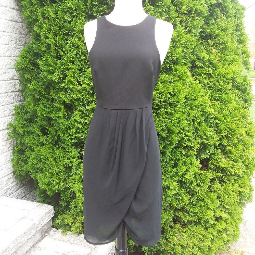 Finders Keepers LBD Sheer Wrap Overlay Cocktail